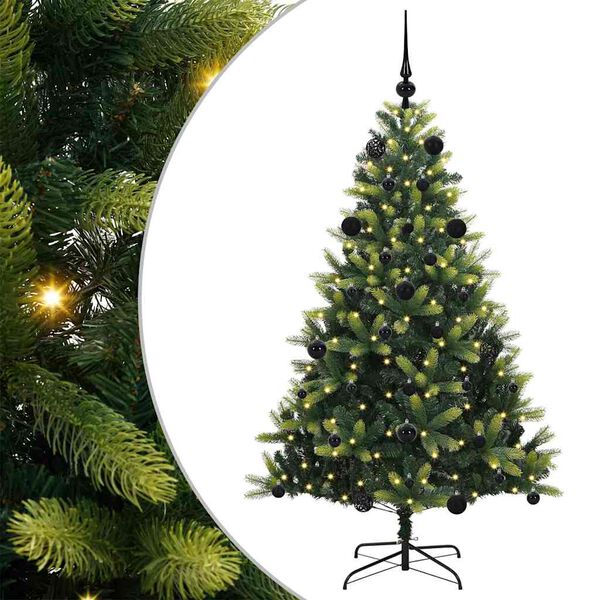 vidaXL Künstlicher geflammter Weihnachtsbaum 150 LEDs Grün 150 cm