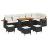 vidaXL Garten-Sofa-Set mit Kissen mit Speicher Schwarz Poly Rattan
