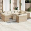 vidaXL 13-tlg. Garten-Sofagarnitur mit Kissen Beige Poly Rattan