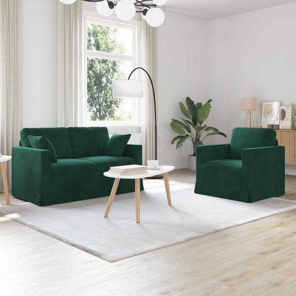 vidaXL Sofa 2 pcs Dunkelgr&uuml;n