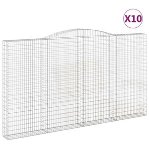 vidaXL Gabionen mit Hochbogen 10Stk. 400x30x220/240cm Verzinktes Eisen