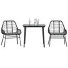vidaXL 3-tlg. Garten-Essgruppe mit Kissen Schwarz Poly Rattan Glas