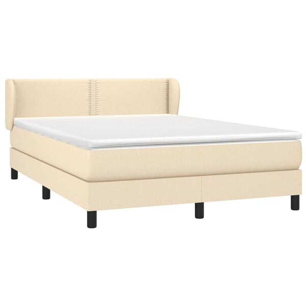vidaXL Boxspringbett mit Matratze Creme 140x200 cm Stoff