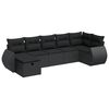 vidaXL 7-tlg. Garten-Sofagarnitur mit Kissen Schwarz Poly Rattan