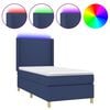 vidaXL Boxspringbett mit Matratze & LED Blau 100x200 cm Stoff