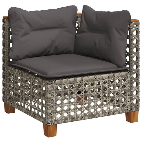 vidaXL 6-tlg. Garten-Sofagarnitur mit Kissen Grau Poly Rattan