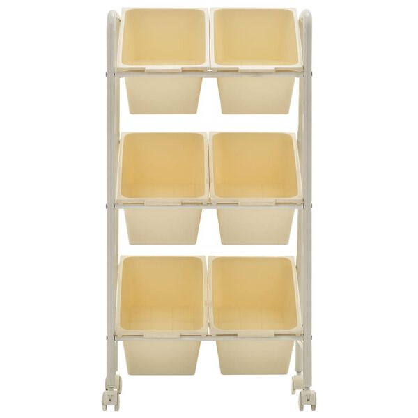 vidaXL Spielzeug-Aufbewahrungswagen mit 6 Beh&auml;ltern Wei&szlig; Kunststoff