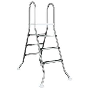 vidaXL Leiter f&uuml;r Aufstellpools 100 cm 3-stufig Edelstahl 304 Silber