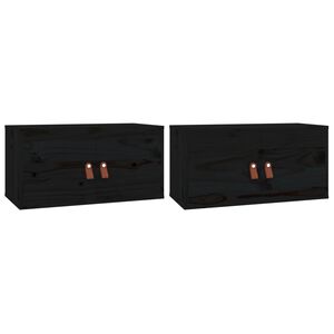 vidaXL Wandschr&auml;nke 2 Stk. Schwarz 60x30x30 cm Massivholz Kiefer