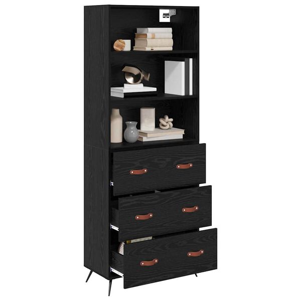 vidaXL Highboard Schwarz Eichen-Optik 69,5 x 34 x 180 cm Holzwerkstoff