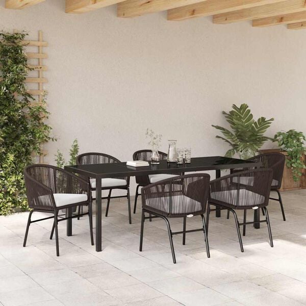 vidaXL Garten Essgruppe 7 pcs Braun Pulverbeschichteter Stahl