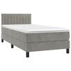 vidaXL Boxspringbett mit Matratze & LED Hellgrau 100x200 cm Samt