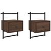 vidaXL Wand-Nachttische 2 Stk. Braun Eiche 35x30x51 cm Holzwerkstoff