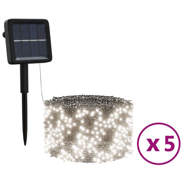 vidaXL Solar-Lichterketten 5 Stk. 5x200 LED Kaltweiß Innen Außen