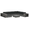 vidaXL 10-tlg. Garten-Lounge-Set mit Auflagen Poly Rattan Grau