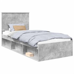 vidaXL Bettrahmen Uni Beton Grau 100 x 200 cm Massives Kiefernholz
