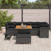 vidaXL Garten-Sofa-Set mit Kissen mit Speicher 9 pcs Schwarz