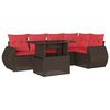 vidaXL 6-teiliges Gartensofa-Set mit Kissen, braun, Polyrattan