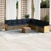 vidaXL 10-teiliges Gartensofa-Set mit Kissen, grau, Polyrattan