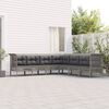 vidaXL 7-tlg. Garten-Lounge-Set mit Kissen Grau Poly Rattan