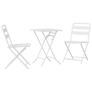 vidaXL Garten Bistro Set 3 pcs Wei&szlig; Stahl