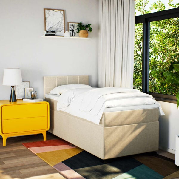 vidaXL Boxspringbett mit Matratze Creme 80x200 cm Stoff