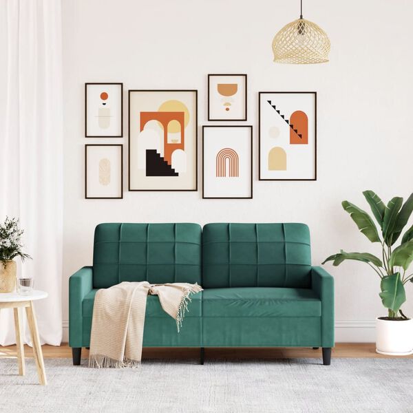 vidaXL 2-Sitzer-Sofa Dunkelgr&uuml;n 140 cm Samt
