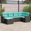 vidaXL 6-tlg. Garten-Sofagarnitur mit Kissen Schwarz Poly Rattan