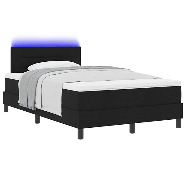 vidaXL Boxspringbett mit Matratze mit LED Schwarz 120 x 190 cm Stoff