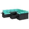 vidaXL 9-tlg. Garten-Sofagarnitur mit Kissen Schwarz Poly Rattan Akazie