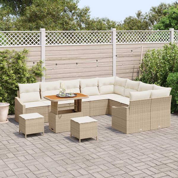 vidaXL Garten-Sofa-Set 12 pcs Beige und Creme 90 x 55 x 71 cm