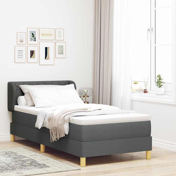 vidaXL Boxspringbett mit Matratze Dunkelgrau 100 x 200 cm Stoff