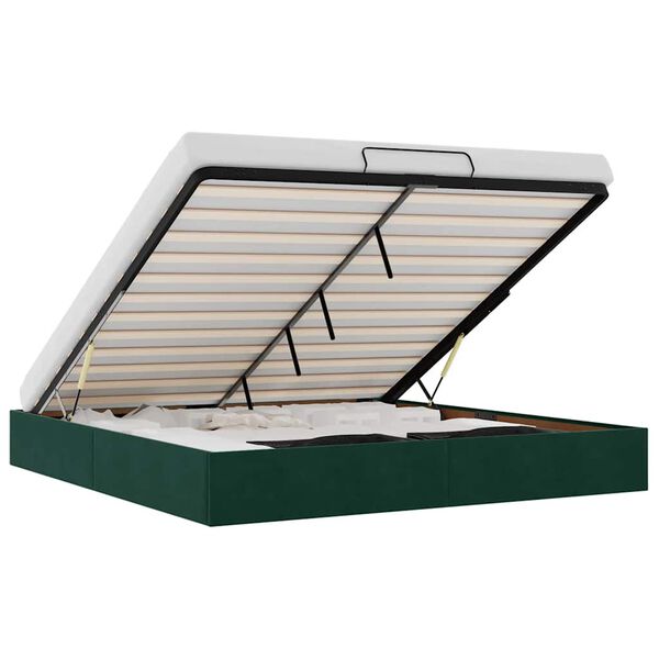 vidaXL Ottoman-Bett ohne Matratze Dunkelgr&uuml;n 200x200 cm Samt