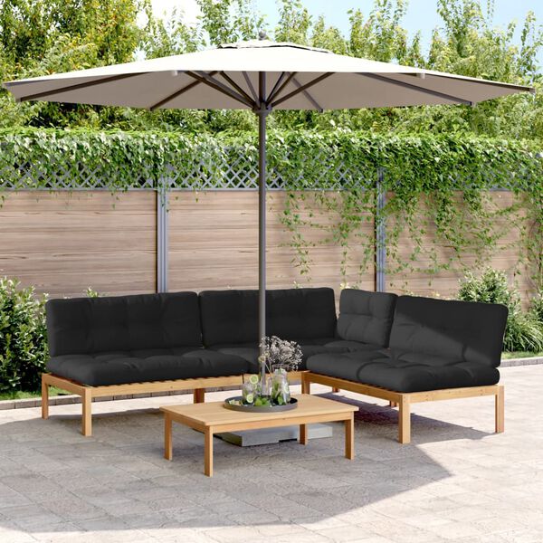 vidaXL 4-tlg. Garten-Sofagarnitur aus Paletten mit Kissen Akazienholz