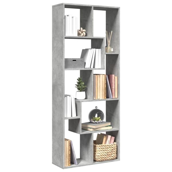 vidaXL Raumteiler-Bücherregal Betongrau 67x25x161,5 cm Holzwerkstoff