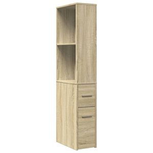 vidaXL Badschrank Schmal mit Rollen Sonoma-Eiche Holzwerkstoff