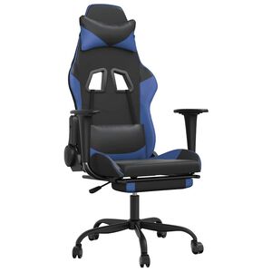 vidaXL Gaming-Stuhl mit Massage & Fu&szlig;st&uuml;tze Schwarz & Blau Kunstleder