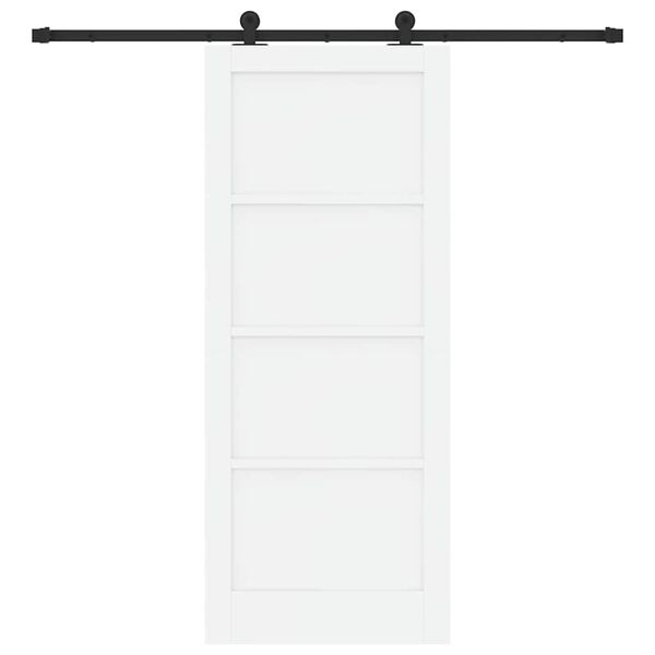 vidaXL Schiebet&uuml;r Wei&szlig; und Schwarz 83 x 202 cm Massives Kiefernholz