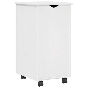 vidaXL Rollschrank Mit Rad Wei&szlig; 34 x 39 x 65,5 cm Massivholz Kiefer