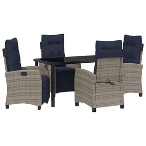 vidaXL Garten Essgruppe 5 stk. Grau Poly-Rattan