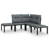 vidaXL 5-tlg. Garten-Lounge-Set Schwarz und Grau Poly Rattan