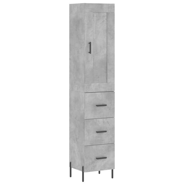 vidaXL Highboard Betongrau 34,5x34x180 cm Holzwerkstoff