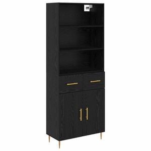vidaXL Highboard Schwarz Eichen-Optik 69,5 x 34 x 180 cm Holzwerkstoff