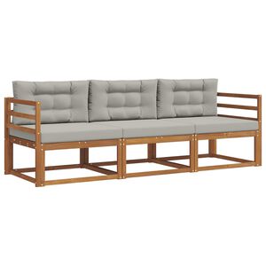 vidaXL Outdoor-Sofagarnitur mit Kissen 3 pcs Nat&uuml;rlich und Hellgrau