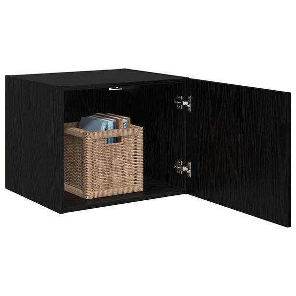 vidaXL Wandschrank Wandmontiert Schwarz Eichen-Optik 50 x 42,5 x 40 cm