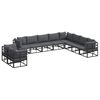 vidaXL Gartensofa-set 10 stk. Schwarz Aluminium