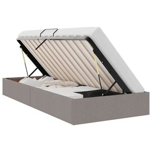 vidaXL Ottoman Bettgestell mit Speicher Taupe 90 x 190 cm Stoff