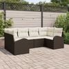 vidaXL Gartensofa-set mit Kissen 6 pcs Braun Poly Rattan