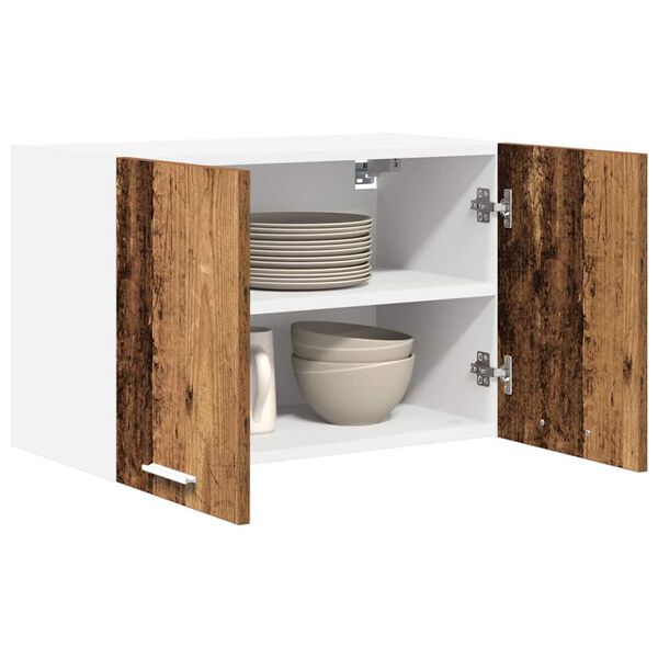 vidaXL H&auml;ngeschrank mit T&uuml;r 2 pcs Altes Holz und Wei&szlig; 60 x 31 x 40 cm