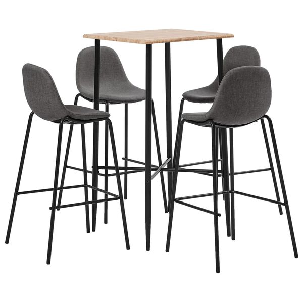 vidaXL 5-tlg. Bar-Set Stoff Taupe